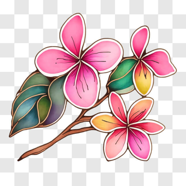Download Vibrant Pink and Purple Flowers on a Branch PNG Online ...