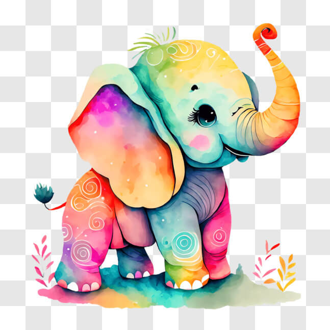 Download Vibrant Elephant with Floral Decorations PNG Online - Creative ...