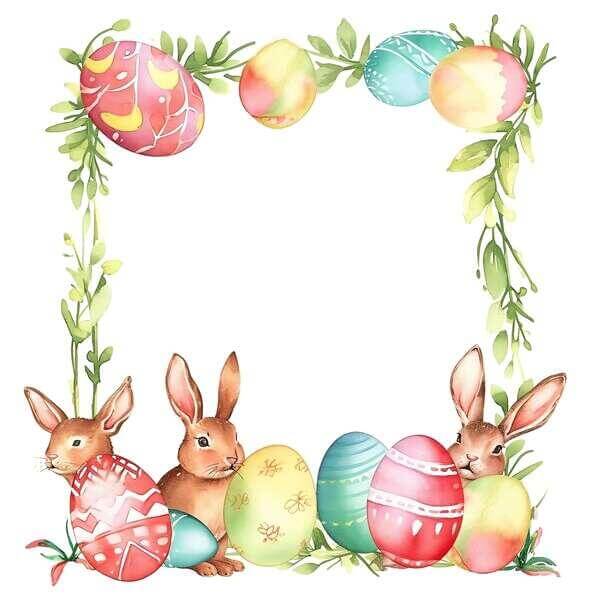 Easter Frame Rabbit Download Easter Frame with Rabbits and Eggs Backgrounds Online ...