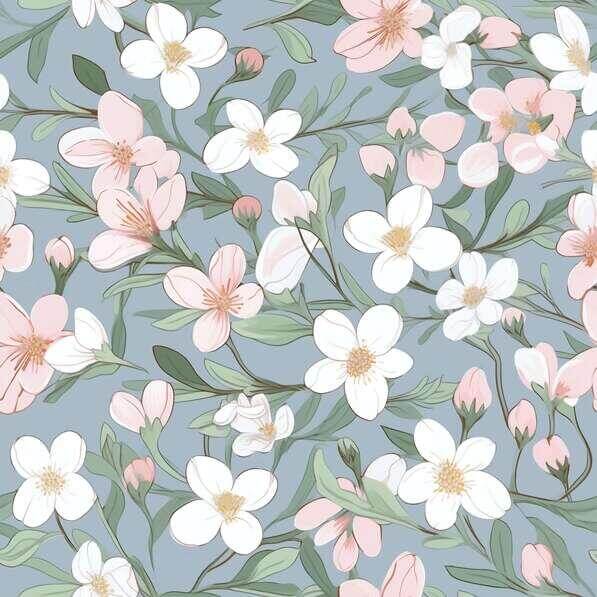 Download Seamless Pink and White Flower Pattern on Blue Background ...