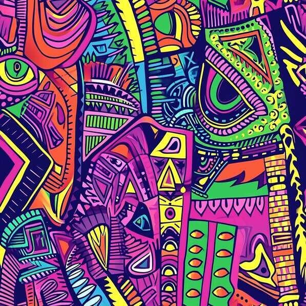 Download Colorful Doodles Elephant Abstract Seamless Pattern Patterns ...