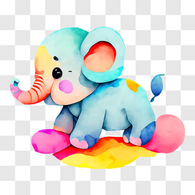 Download Adorable Baby Elephant Playing and Resting in Colorful Paints ...