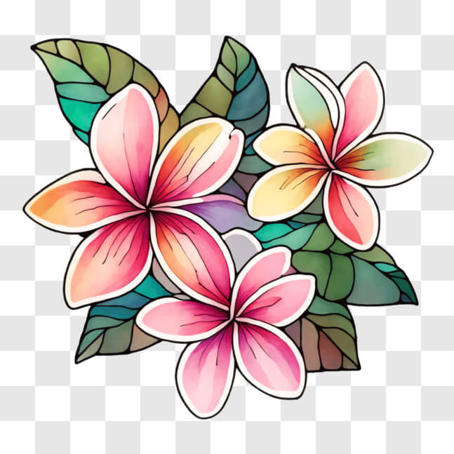 Download Vibrant Plumeria Flowers Drawing for Floral Arrangements PNG ...