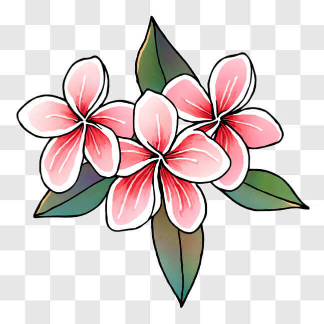 Download Beautiful Pink Plumeria Flowers PNG Online - Creative Fabrica