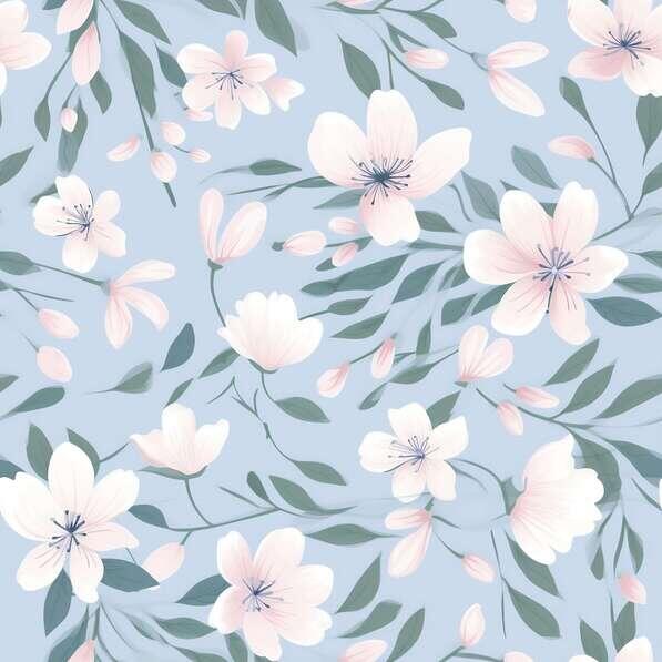 Download Seamless Floral Pattern with Pink Flowers and Green Leaves on ...