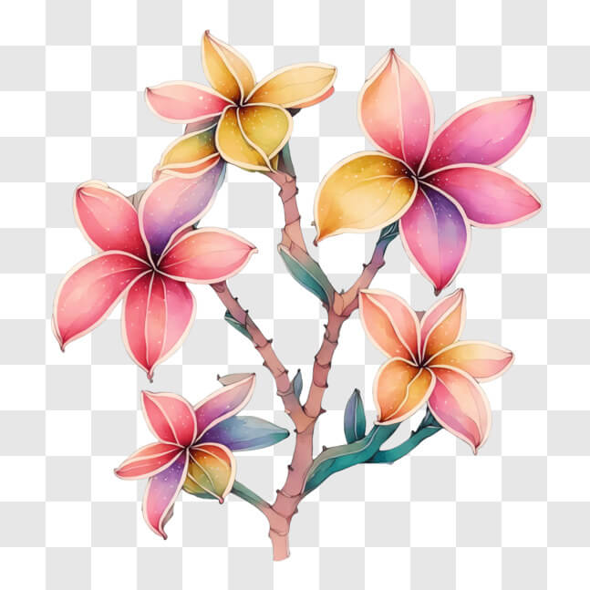 Download Vibrant Tropical Flowers Watercolor Painting PNG Online ...