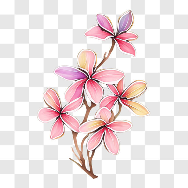 Download Beautiful Plumeria Flowers in Artistic Rendering PNG Online ...