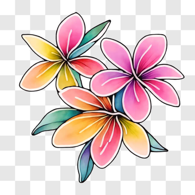 Download Vibrant Tropical Flowers on Black Background PNG Online ...