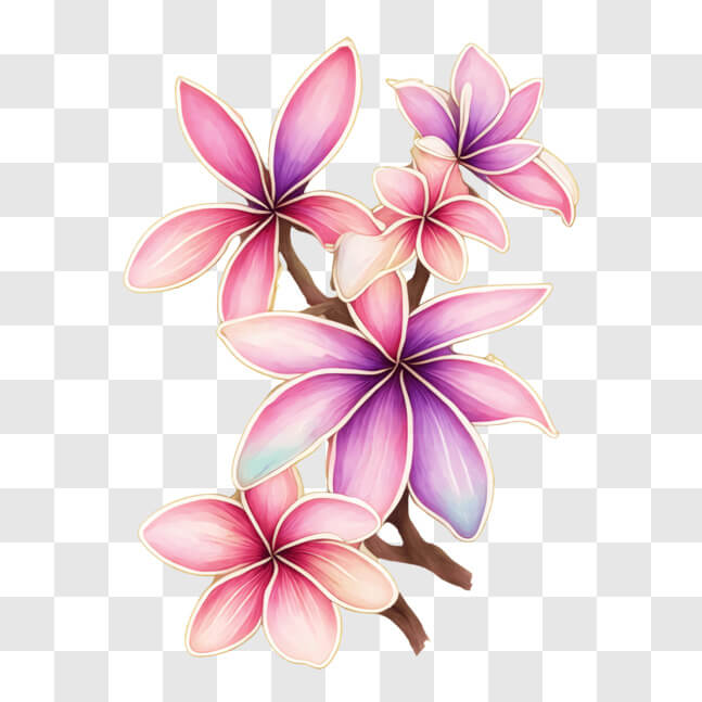 Download Vibrant Pink and Purple Plumeria Flowers Drawing PNG Online ...