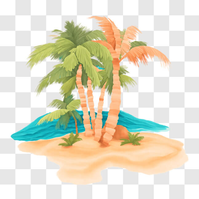 Download Tropical Island with Palm Trees and Ocean View PNGs Online ...