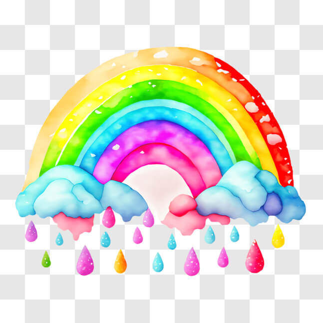 Download Colorful Rainbow With Raindrops In The Sky Pngs Online