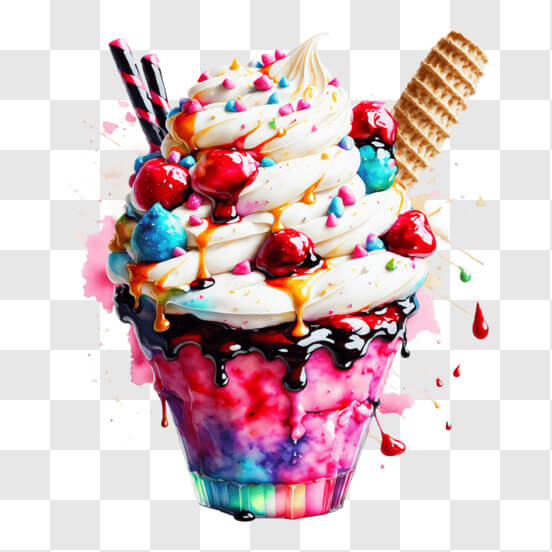 Colorful Ice Cream Cup with Sprinkles and Waffle Cone Patterns Colorful Ice Cream Cup with Sprinkles and Waffle Cone Patterns thumbnail