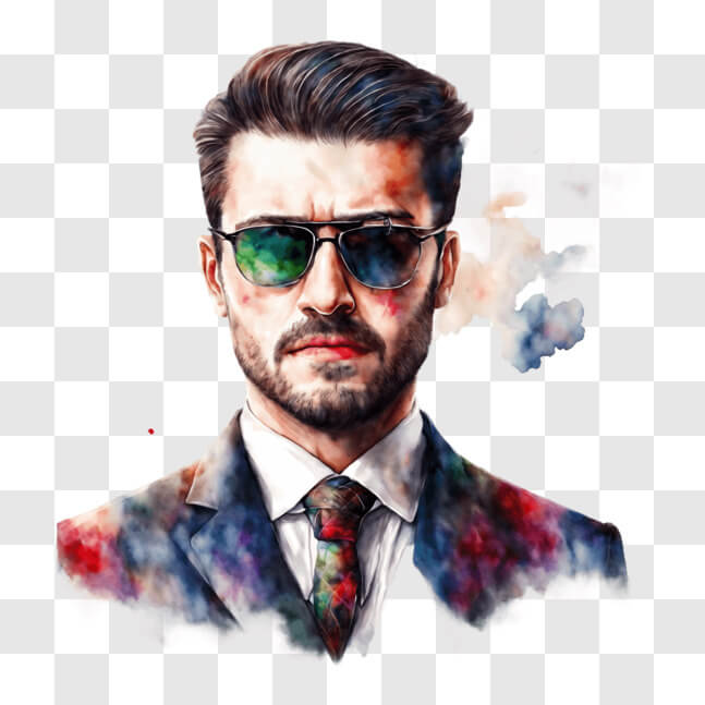 Download Stylish Man with Artistic Watercolor Paint Splashes PNG Online ...