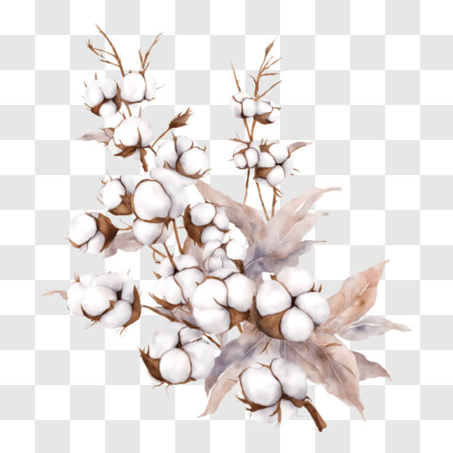 Download White Cotton Plant for Textile Production PNG Online ...