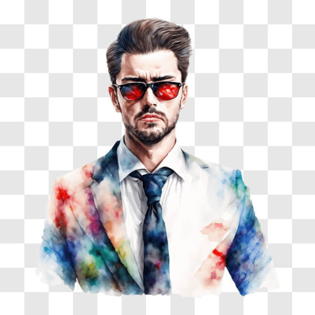 Download Stylish Man in Colorful Sunglasses and Elegant Suit PNG Online ...