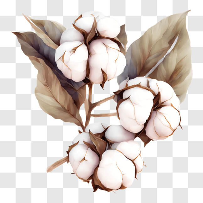 Download White Cotton Balls on the Branch PNG Online - Creative Fabrica