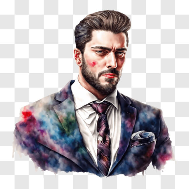 Download Elegant Man with Paint Splashes on Face PNG Online - Creative ...