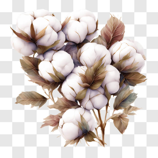 Download Beautiful White Cotton Flowers in Full Bloom PNG Online ...