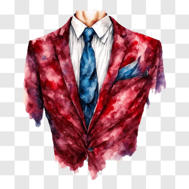 Download Artistic Red Suit and Blue Tie Drawing PNG Online - Creative ...
