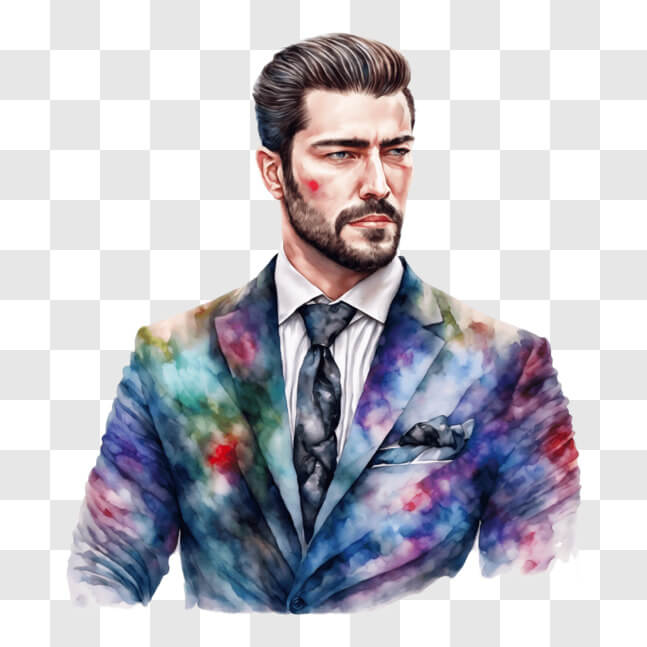 Download Fashionable Man with Colorful Paint Splashes PNG Online ...