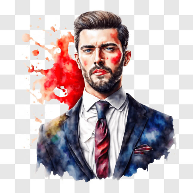 Download Portrait of a Man with Red Paint on Face PNG Online - Creative ...