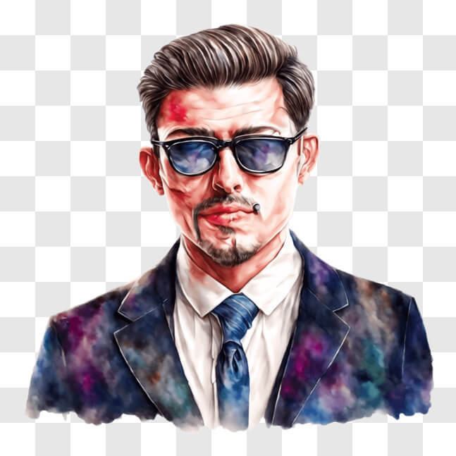 Download Stylish Man in Sunglasses and Tuxedo PNG Online - Creative Fabrica