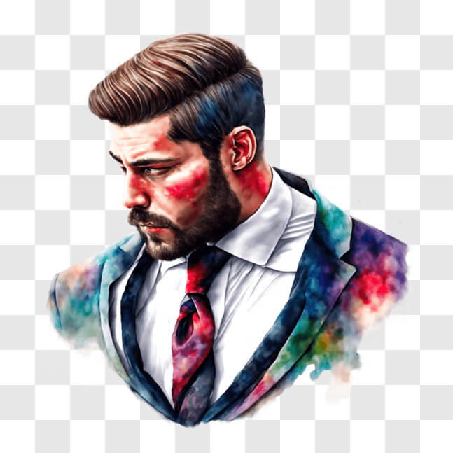 Download Elegant Man in Front of Colorful Abstract Art PNG Online ...