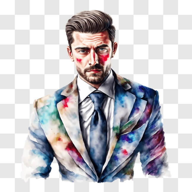 Download Elegant Man with Artistic Paint Splashes on Face PNG Online ...