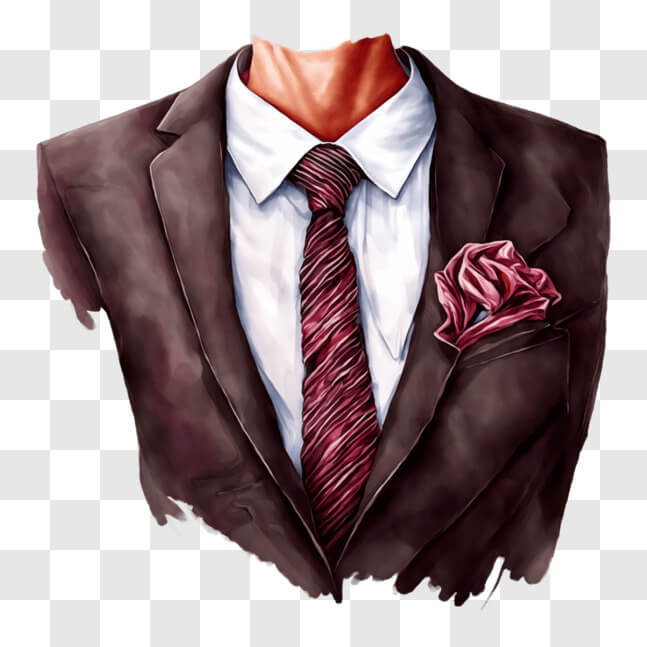 Download Stylish Man in Suit and Red Necktie PNG Online - Creative Fabrica