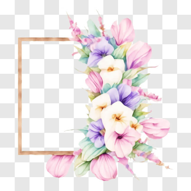 Download Floral Watercolor Frame with Pink, Purple, and White Flowers ...