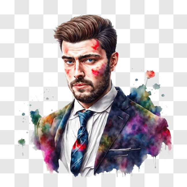 Download Colorful Paint Splatters on Man's Face PNG Online - Creative ...