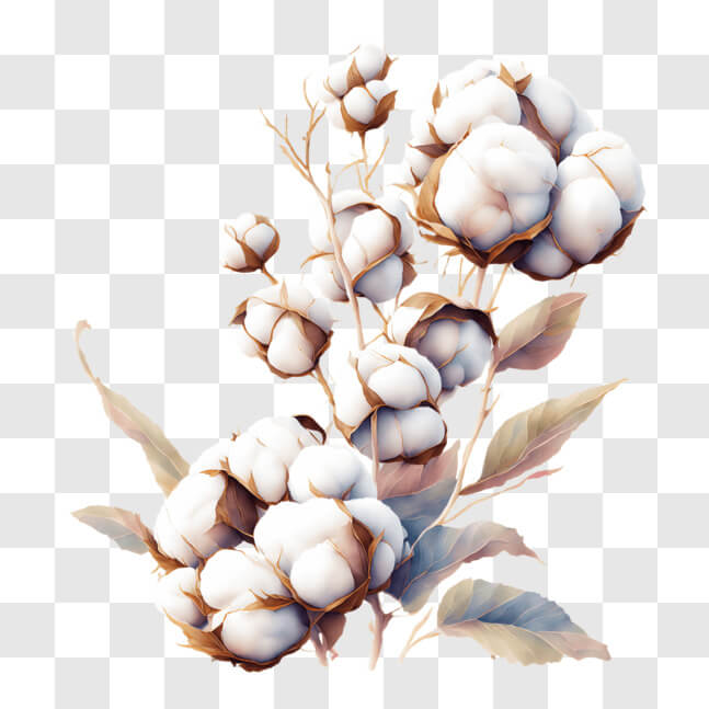 Download Bouquet of White Cotton Flowers PNG Online - Creative Fabrica