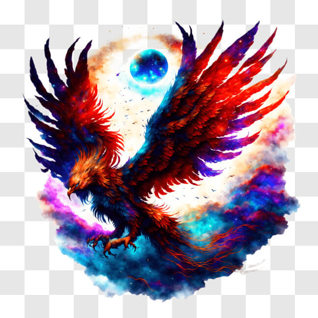 Download Powerful Eagle and Full Moon Scene PNG Online - Creative Fabrica