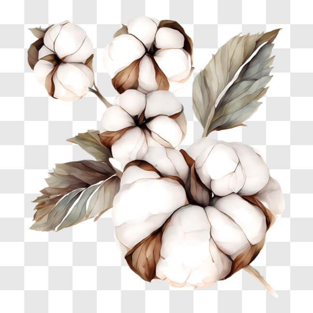Download Cotton Plant with Leaves and Flowers for Various Purposes PNG ...