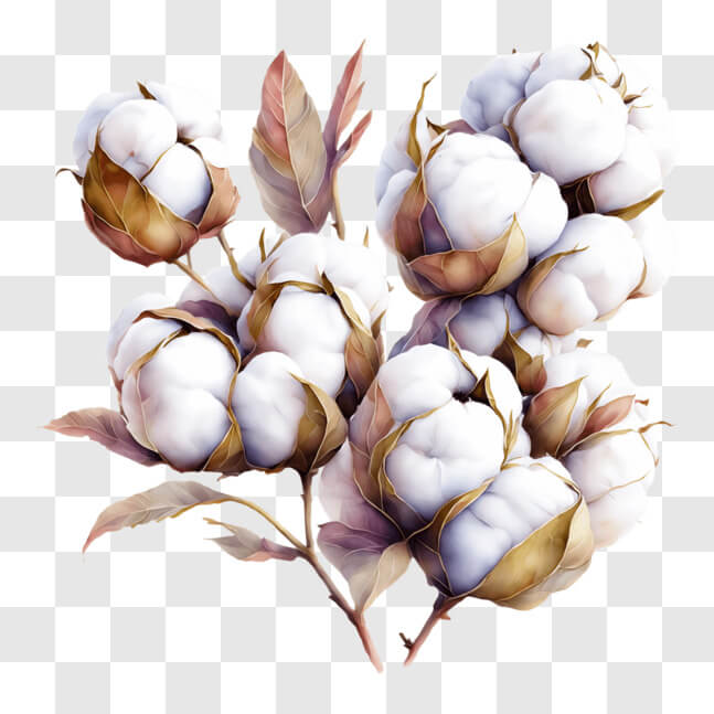 Download Beautiful Blooming Cotton Flowers PNG Online - Creative Fabrica