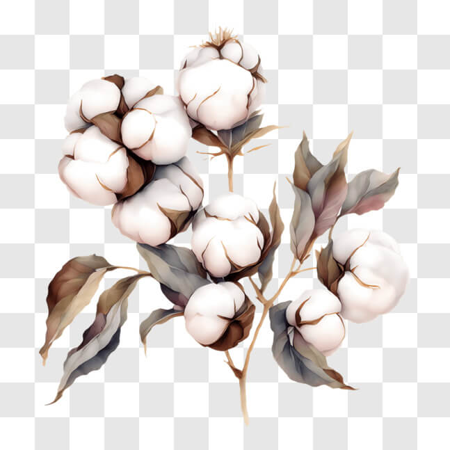 Download Cotton Plant Painting - Nature's Textile PNG Online - Creative ...