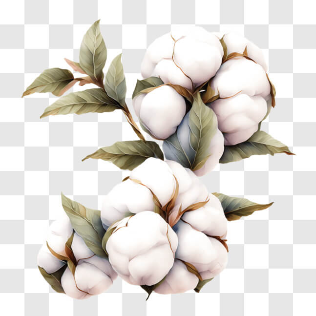 Download Beautiful White Cotton Plants Painting PNG Online - Creative ...
