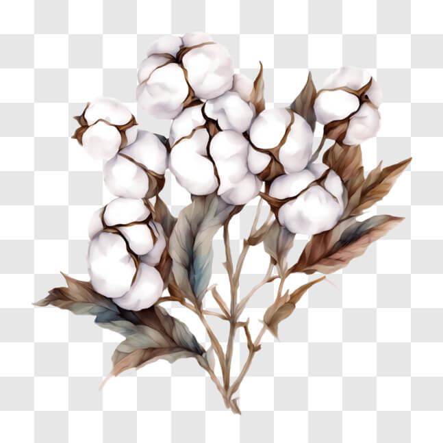 Download Elegant White Cotton Flowers Bouquet PNG Online - Creative Fabrica