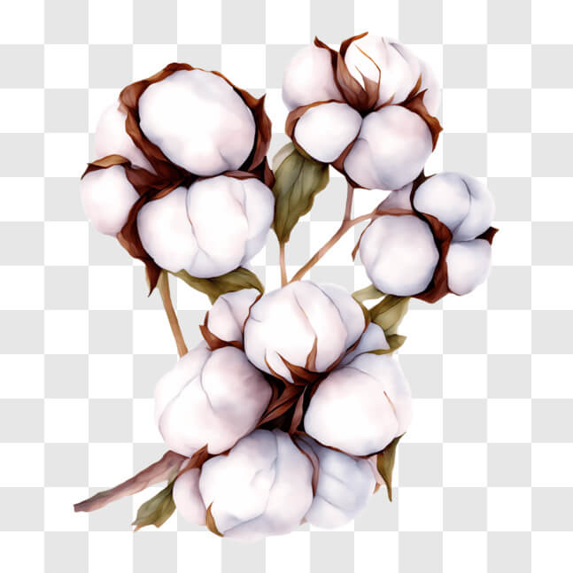 Download Beautiful Painting of White Cotton Flowers PNG Online ...