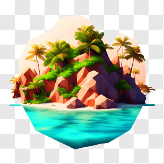 Download Tropical Island Sunset with Palm Trees and Hibiscus Flowers ...