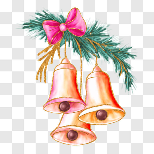 Download Christmas Bells with Pink Ribbons and Bows PNGs Online ...