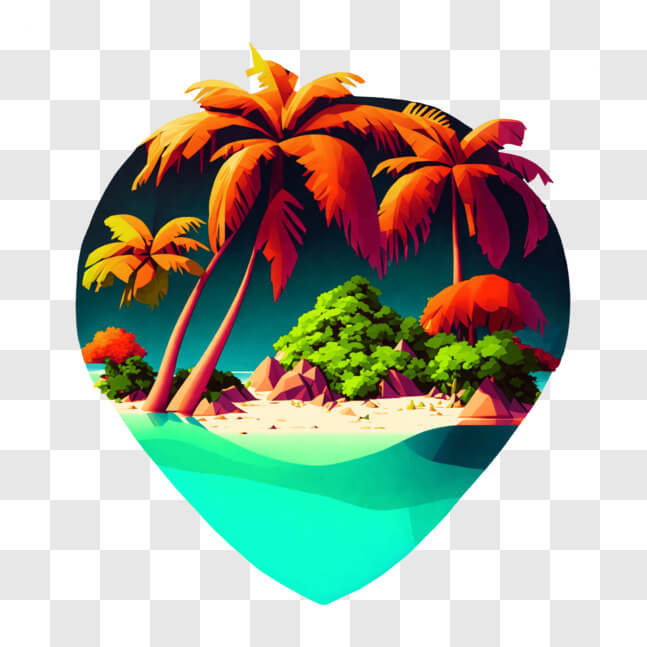 Download Stylized Tropical Island Paradise PNG Online - Creative Fabrica