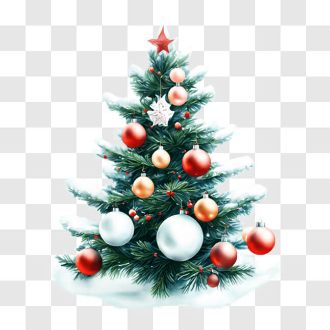 Download Snow-Covered Christmas Tree Decoration PNG Online - Creative ...