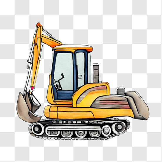 Yellow Excavator in Construction Industry Sketches thumbnail