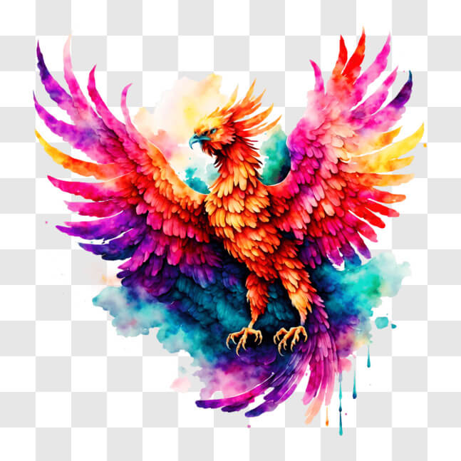 Download Colorful Phoenix Bird Ornament on Black Background PNGs Online ...