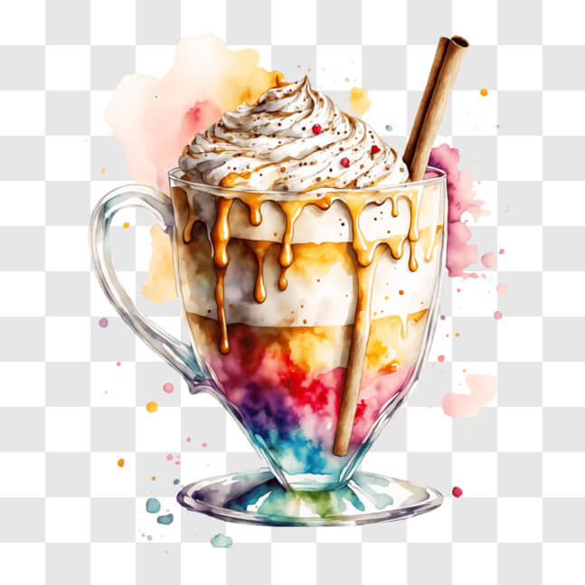 Download Colorful Cup of Coffee with Whipped Cream and Cinnamon Sticks ...