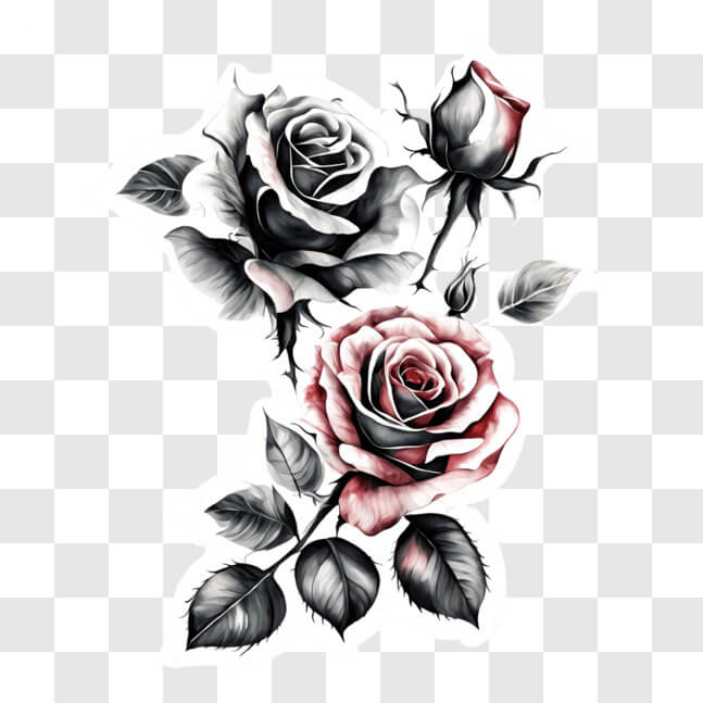 Download Black and White Abstract Rose Tattoo Design PNGs Online ...