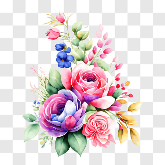 Download Watercolor Painting of Colorful Bouquet Flowers PNGs Online ...