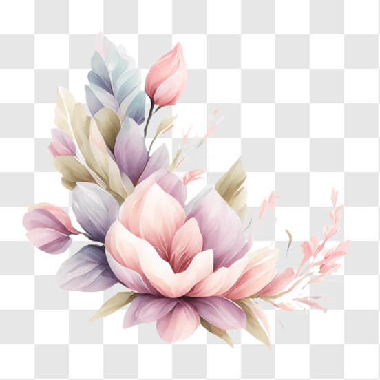 Download Floral Arrangement with Pink, Purple, and Blue Flowers PNG ...