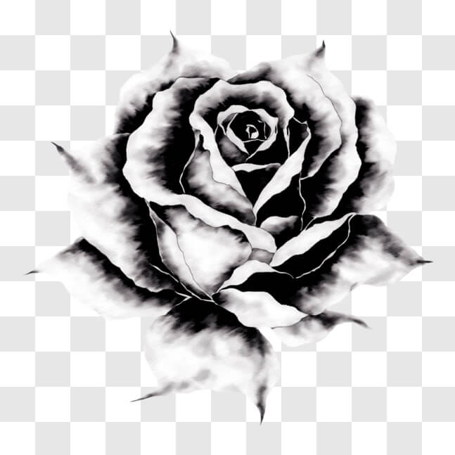 Download Elegant Black and White Rose Drawing PNG Online - Creative Fabrica